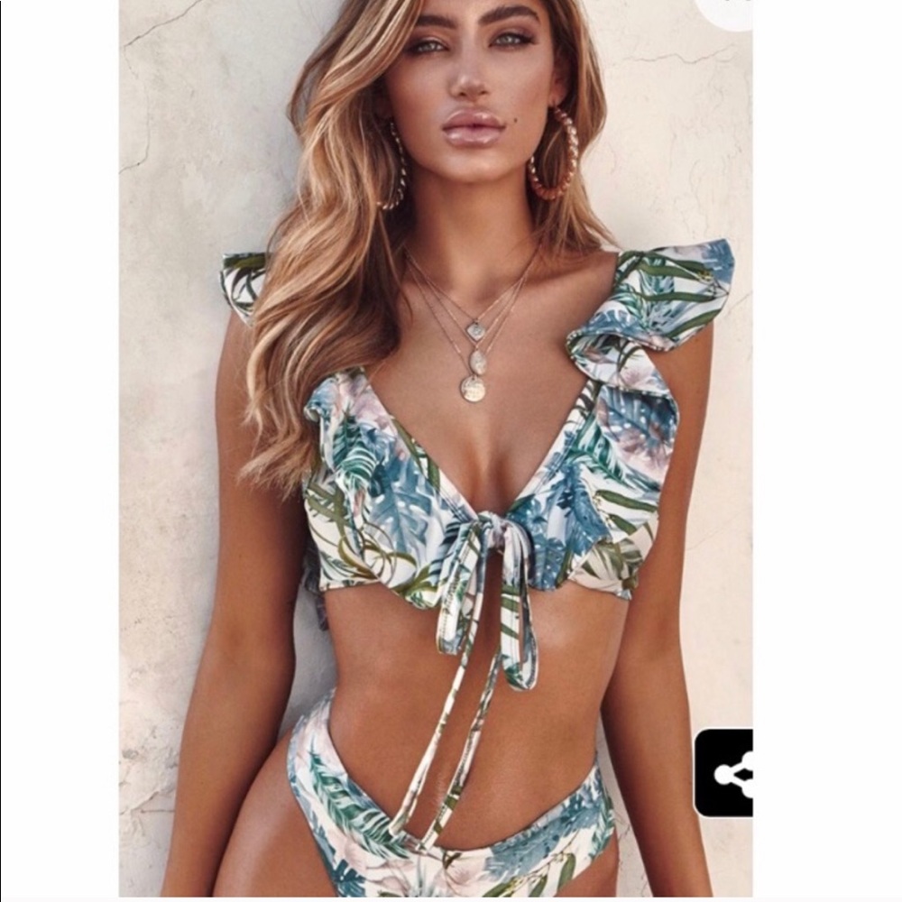 Frill Ruffle top&bottom bikini set